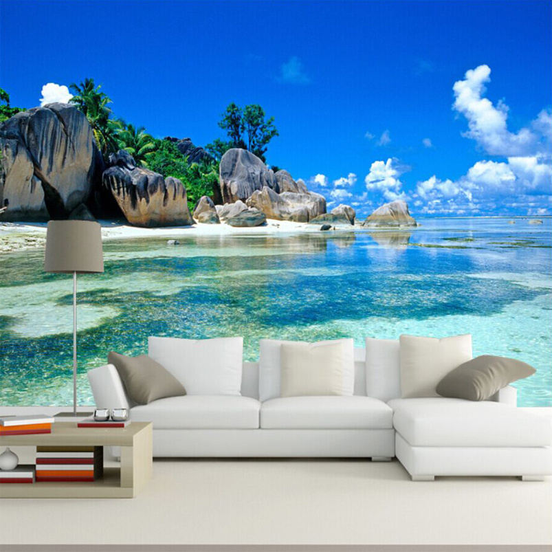 Custom Mural Wallpaper 3D Ocean Sea Beach Photo Background Non-woven Wallpaper For Bedroom Living Room Wall Painting Home Decor