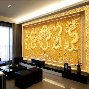 Wallpaper In Saudi Arabia Custom Mural Large Golden Dragon Foam Wallpaper 3d Acoustic Wallpaper