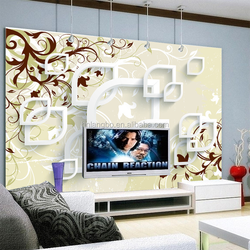 modern floral pattern wallpaper mural 3D stereo TV backdrop living room sofa TV wall wallpaper