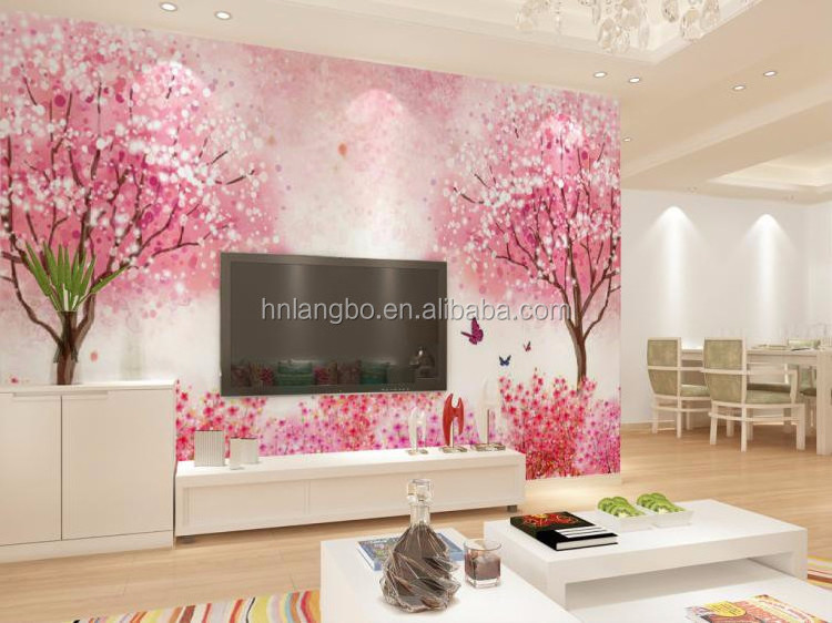 3D hand-painted cherry blossom mural wallpaper living room sofa background bedroom mural