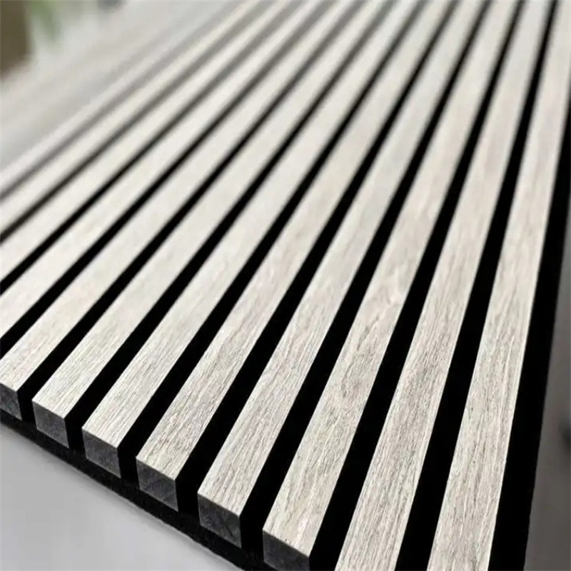 Custom 3D Modern Fireproofing Sound-Absorbing European Art Home Ceiling Black Wood Slats Wall Acoustic Panels