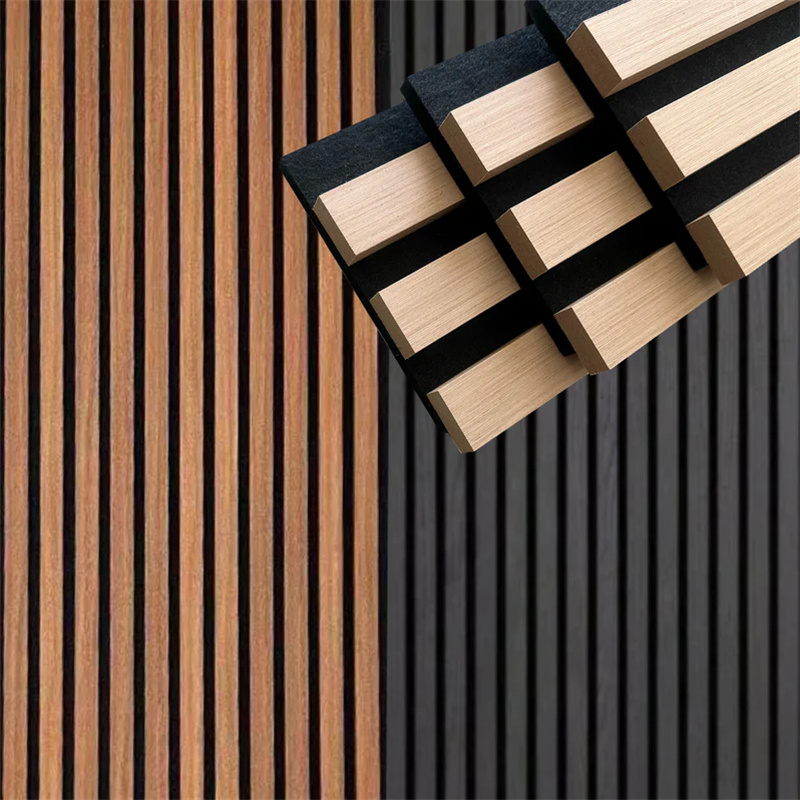 Panel Wooden Slat Acoustic Panel Wood Strips Backing Felt for Office Hotel Wall Decor