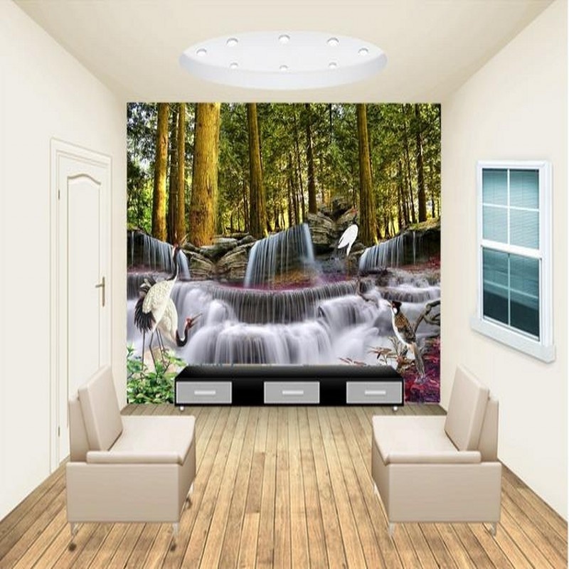 3d Ceiling Wallpaper Large Wall Painting Landscape Waterfall Forest Wall Mural Beautiful Rose Flower Wallpaper