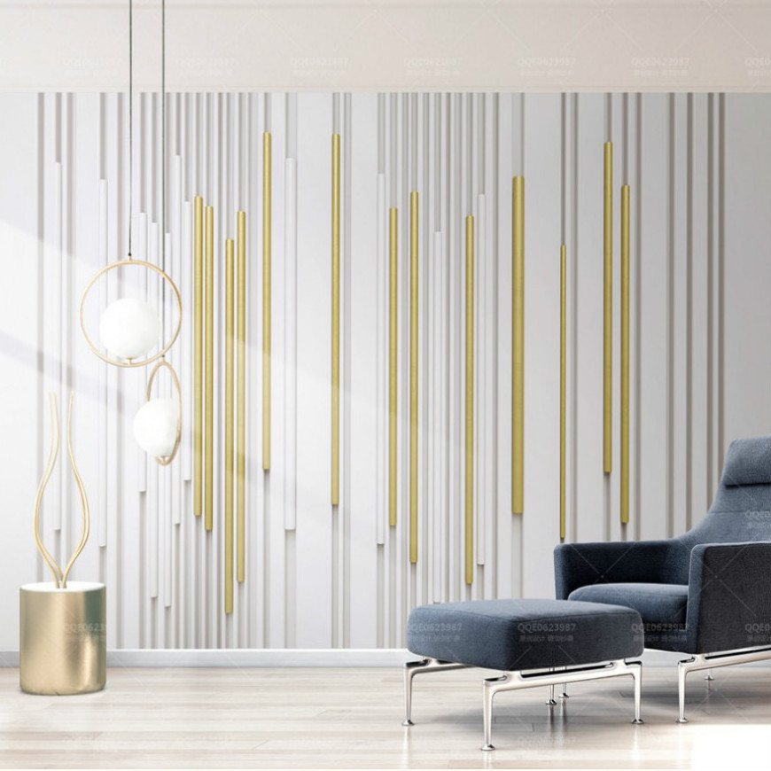 Simple Style Wallpaper 3D Yellow And White Stripes Fresh Wallpaper Green Wallpaper