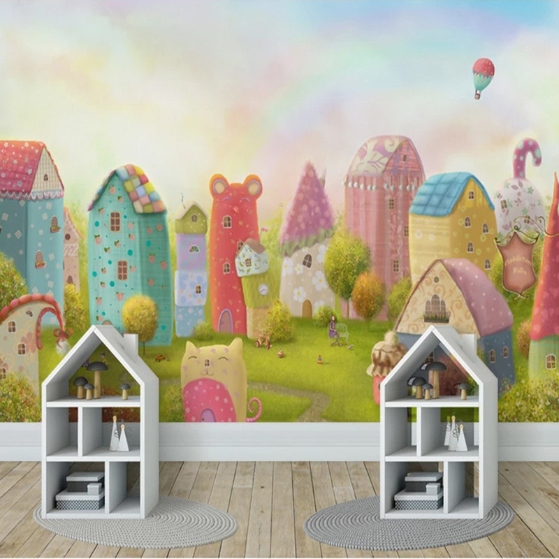 Custom 3D Photo Wallpaper Cartoon House Castle Children Room Bedroom Background Wall Painting Baby Princess Room Decor Mural