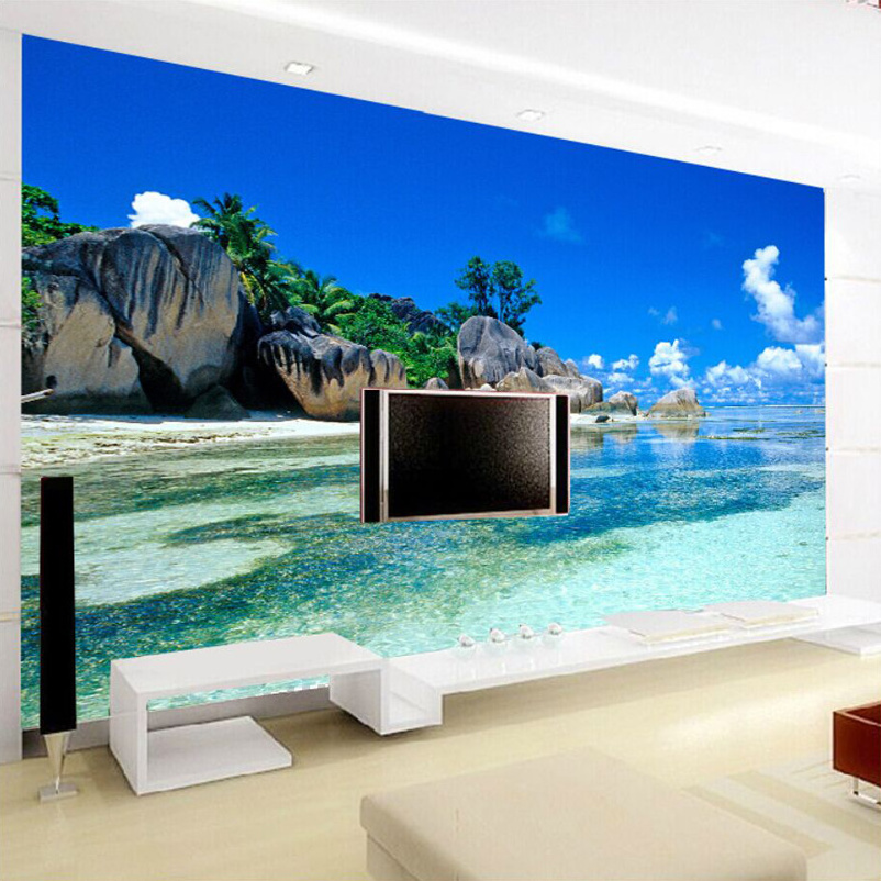 Custom Mural Wallpaper 3D Ocean Sea Beach Photo Background Non-woven Wallpaper For Bedroom Living Room Wall Painting Home Decor