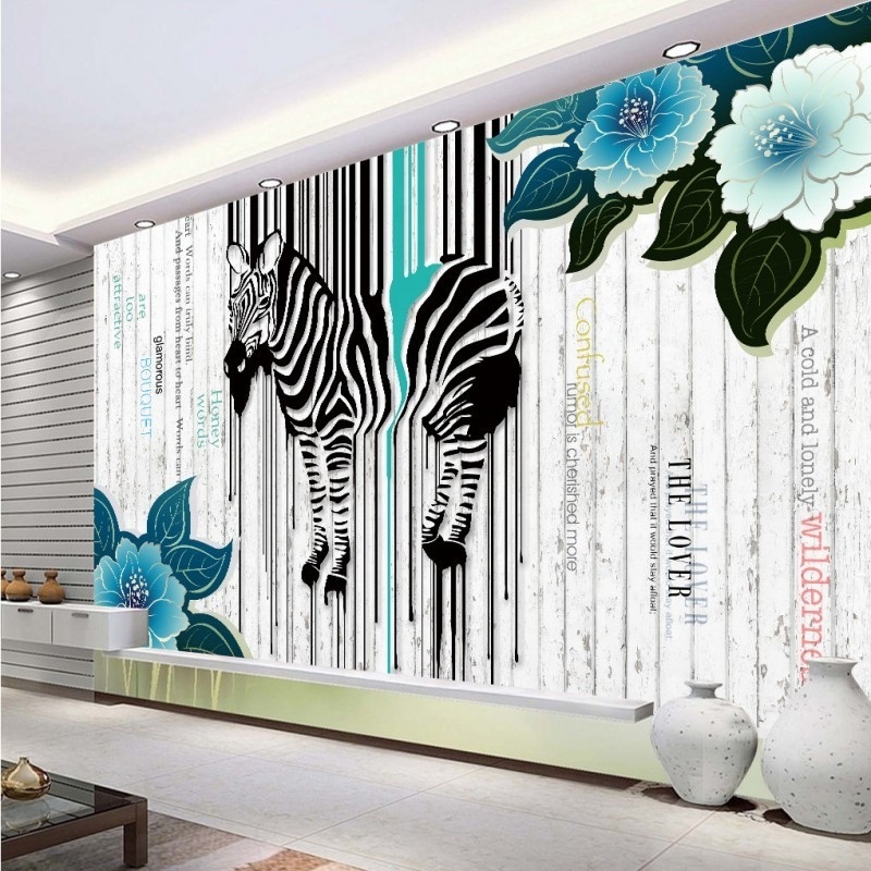 Behang Wallpaper 3D Abstract Color Zebra Stripes Line Mural Fiberglass Wallpaper Wallpaper Marble