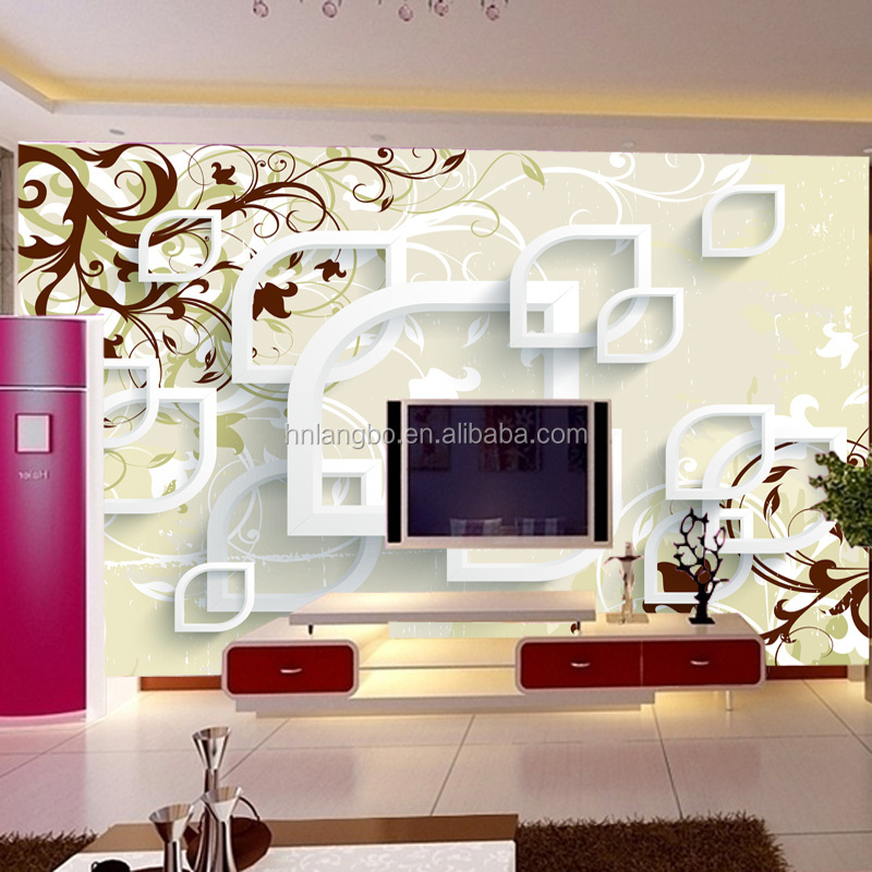 modern floral pattern wallpaper mural 3D stereo TV backdrop living room sofa TV wall wallpaper