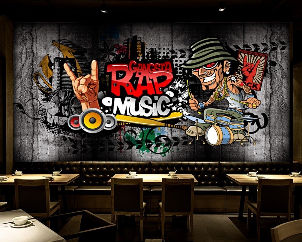 Retro Hip Hop Rock Music Bar Mural wallpaper  Contact Wallpaper Wallpaper Importers