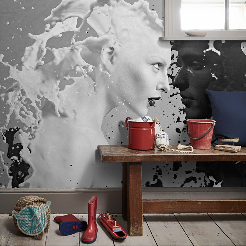 Custom 3D Wall Murals Wallpaper Black White Milk Lovers Art Wall Painting Non-woven Wallpaper For Living Room Bedroom Fresco