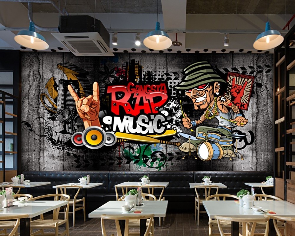 Retro Hip Hop Rock Music Bar Mural wallpaper  Contact Wallpaper Wallpaper Importers