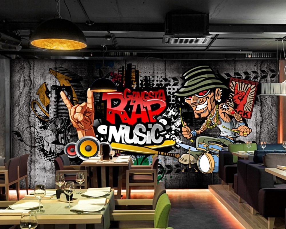 Retro Hip Hop Rock Music Bar Mural wallpaper  Contact Wallpaper Wallpaper Importers