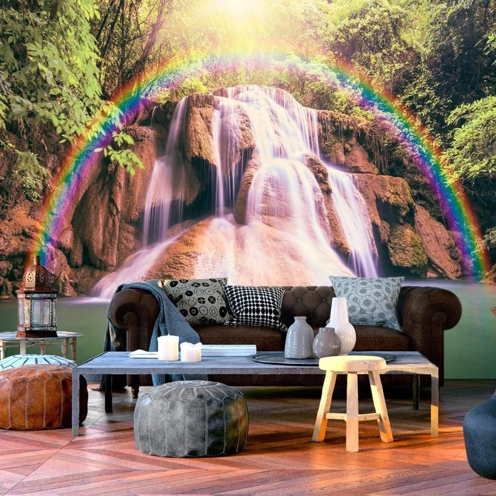 Custom Any Pictures 3D Mural Rainbow Waterfall Forest Wallpaper Landscape Living Room Bedroom Decoration Murals Room Decor