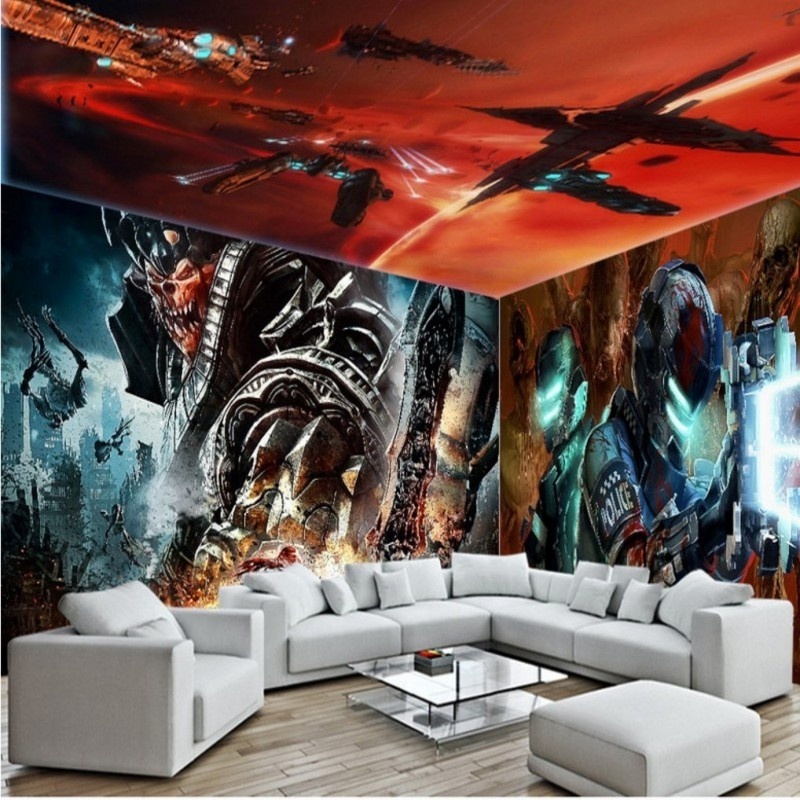 3d Wallpaper Wall Coating Alien Invasion 3D Theme Background Wall Mural Full House Wallpaper Hd Blank Wallpaper Rolls