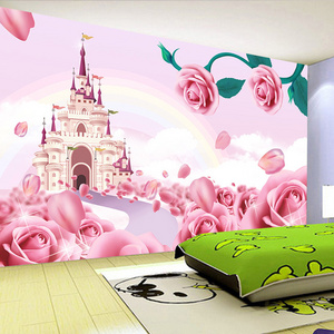 Custom Photo Wallpaper For Walls 3 D Rose Castle Cartoon Princess Room Children's Room Bedroom Non-woven Wallpaper Mural Kids