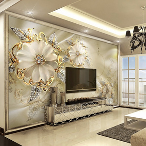 3D European Style Marble Diamond Jewelry Flower Wallpaper Mural High Quality Non-woven Large Wall Painting Living Room Wall Art