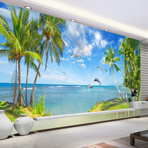 Beautiful Seascape Landscape Dolphin Bay Summer Scenery Beach Wallpaper Heat Resistant Wallpaper 3d