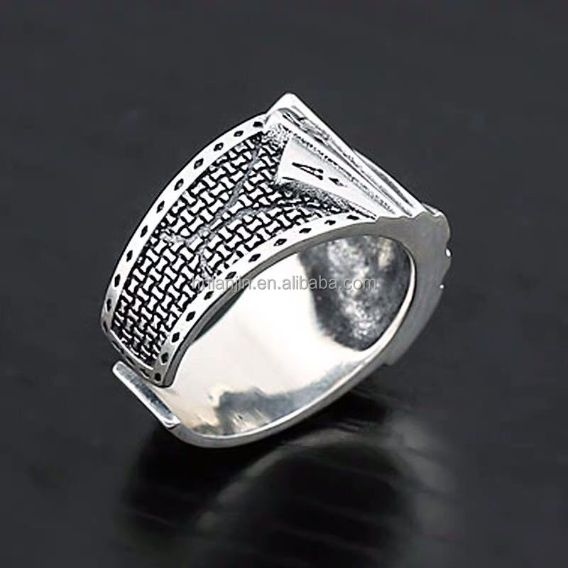 Black Playing Card Spade Open Ring Gothic Hip Hop Jewelry Gift Adjustable Punk Rings for Men