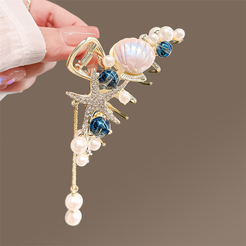 Trendy Hair Claws Pearl Tassel Hair Clips Women Seashell and Starfish Hair Accessories