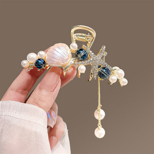 Trendy Hair Claws Pearl Tassel Hair Clips Women Seashell and Starfish Hair Accessories