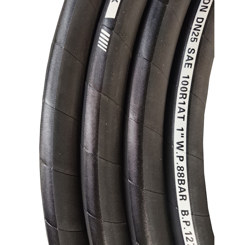 SAE 100 R1AT R2AT Synthetic Rubber Wire Braided Hydraulic Rubber Hoses Pipes for Industry metric hydraulic hose