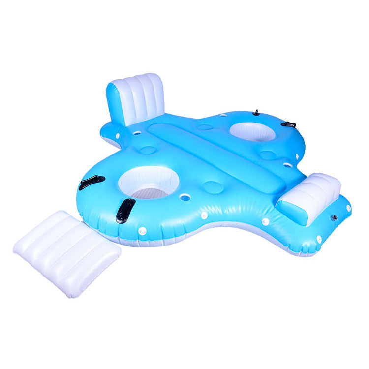 Custom pool floats for adults inflatable swimming pool toys river water floats beach floats 4 person floating island