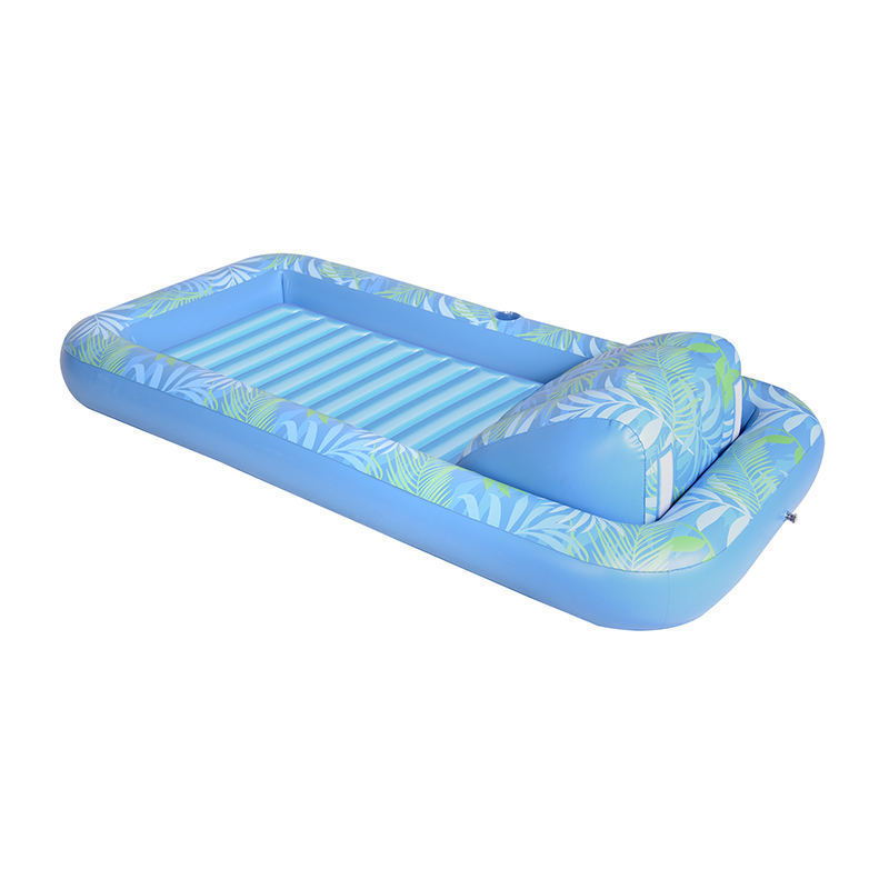 Inflatable Tanning Pool Lounger Float Floating Raft Tanning Bed with Inflatable Pillow for Family Outdoor Garden