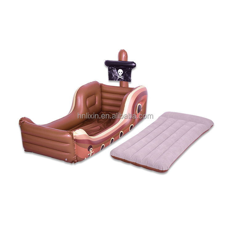 Factory Supply Inflatable Viking Ship with flocking air bed for Private Halloween Birthday Party Decorations