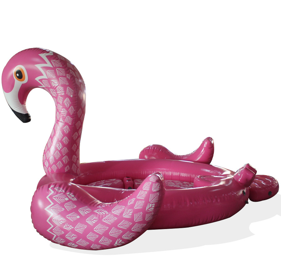 PVC Inflating Life Raft inflatable island floating lounge Inflatable Water Dock Animal Flamingo Boat Flamingo pool float