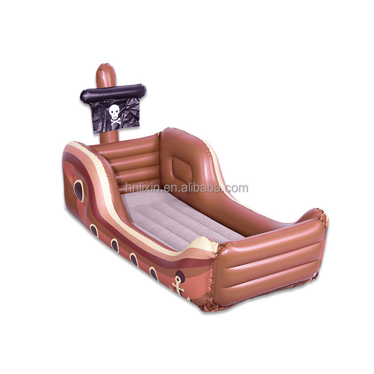 Factory Supply Inflatable Viking Ship with flocking air bed for Private Halloween Birthday Party Decorations