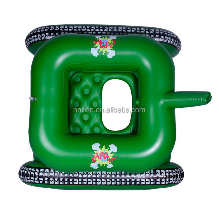 Factory Supply personalized swimming pool float toys PVC tank inflatable water ride on kids floating tank with Water gun