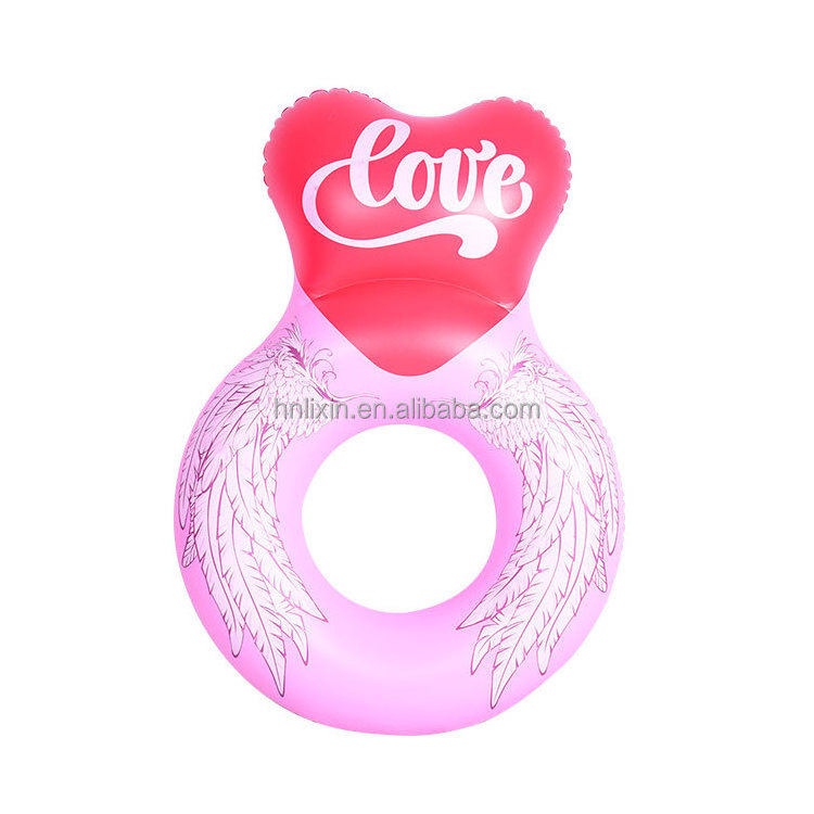 Customization Pink Heart theme inflatable swimming rings swim body ring  inflatable pontoons float tube