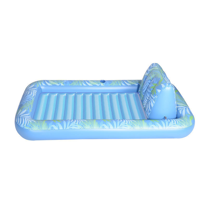 Inflatable Tanning Pool Lounger Float Floating Raft Tanning Bed with Inflatable Pillow for Family Outdoor Garden