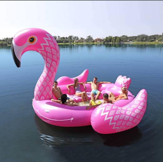 PVC Inflating Life Raft inflatable island floating lounge Inflatable Water Dock Animal Flamingo Boat Flamingo pool float