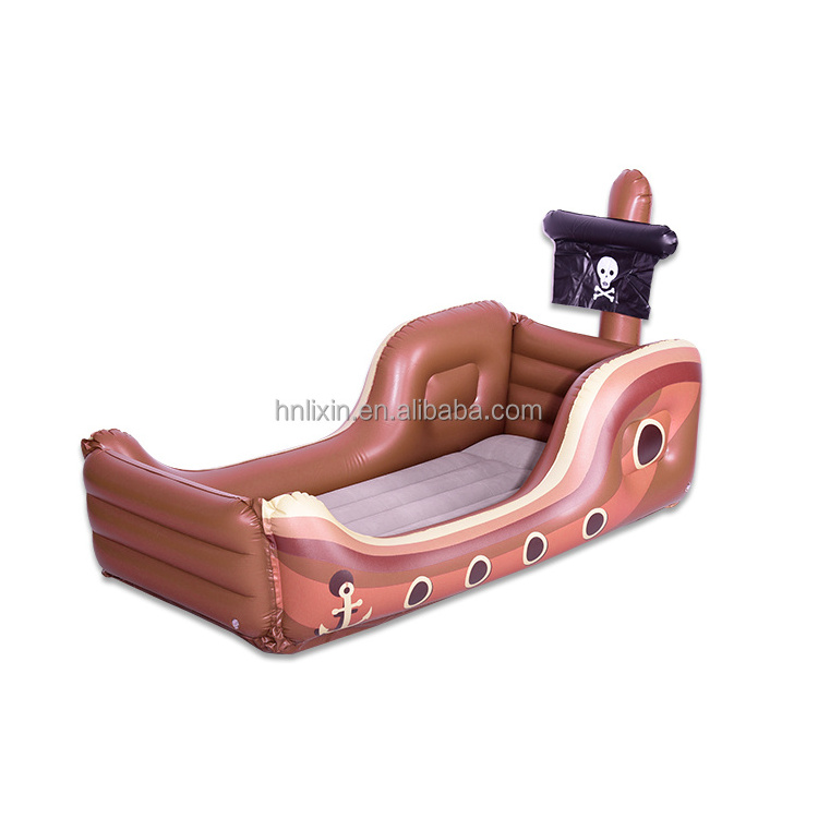 Factory Supply Inflatable Viking Ship with flocking air bed for Private Halloween Birthday Party Decorations