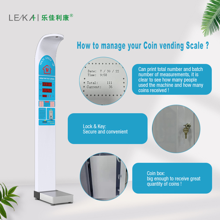 HW-900 Coin Operated Ultrasonic Adult Medical BMI Machine weight machine with height scale