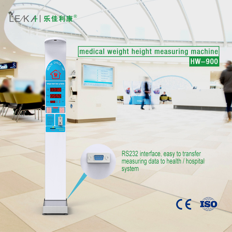 HW-900 Coin Operated Ultrasonic Adult Medical BMI Machine weight machine with height scale