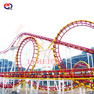 Large overlapping roller coaster amusement park ride manufacturer thrill zip line roller coaster