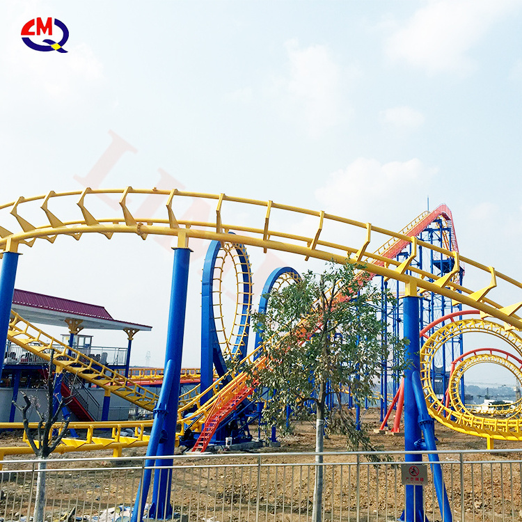 Large overlapping roller coaster amusement park ride manufacturer thrill zip line roller coaster