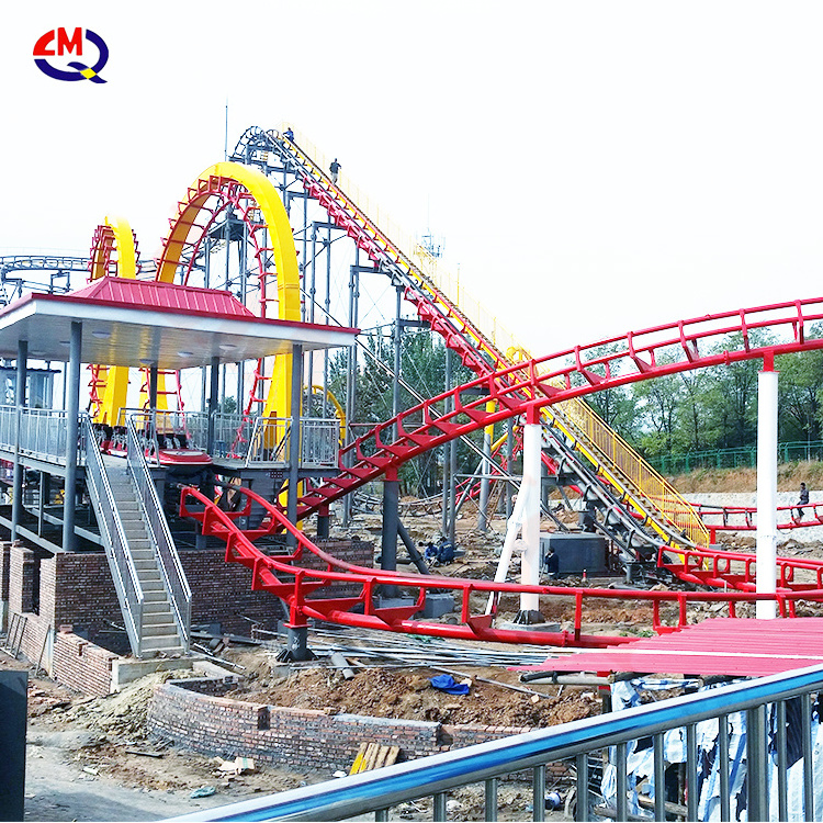 Large overlapping roller coaster amusement park ride manufacturer thrill zip line roller coaster