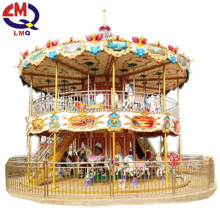 factory cheap electric amusement park mini 3 seats fiberglass musical horse carousel