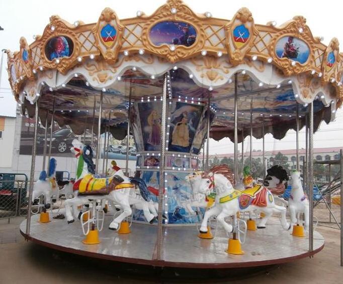 Outdoor Promotional Christmas Inflatable luxury carousel horse rides 24 Seats ocean carousel with led lights