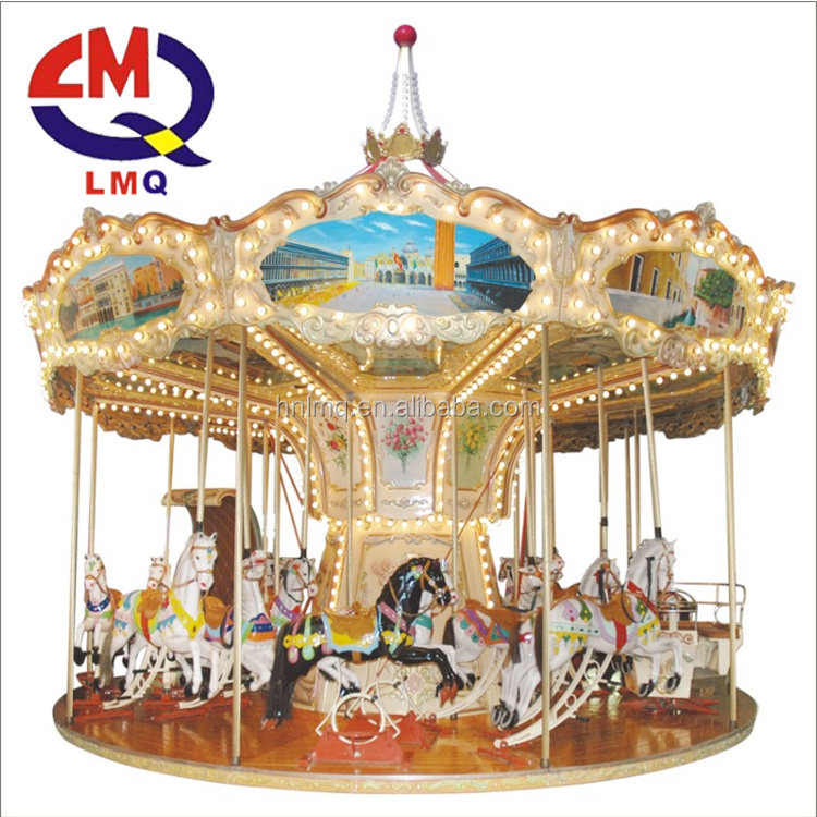 attraction amusement kid carousel 16 Seats Swing Carousel Rotating Merry Go Round for Sale