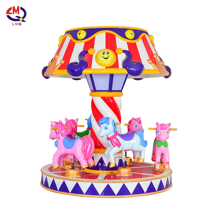 6 Seats Coin Operated Mini Fairground Rides Mini Carousel Kids Small Carousel Horse Merry Go Round For Shopping Mall