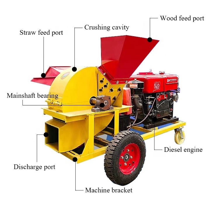 Forestry Machinery Banana Tree Chipper Diesel Pallet Shredder Pto Wood Crusher Wood Crusher Into Sawdust