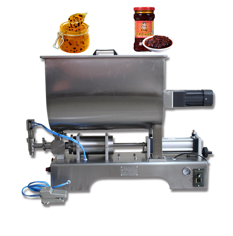 U-Type Semi-automatic Horizontal Pneumatic Paste Sauce Ketchup Filling Machine/Chili sauce stirring filling machine