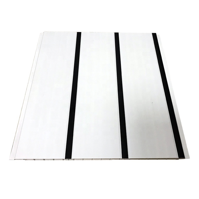 25cm width 2.8kg Cheap price silver/golden line PVC panel for ceiling and wall cladding PVC Ceiling Tiles Panel