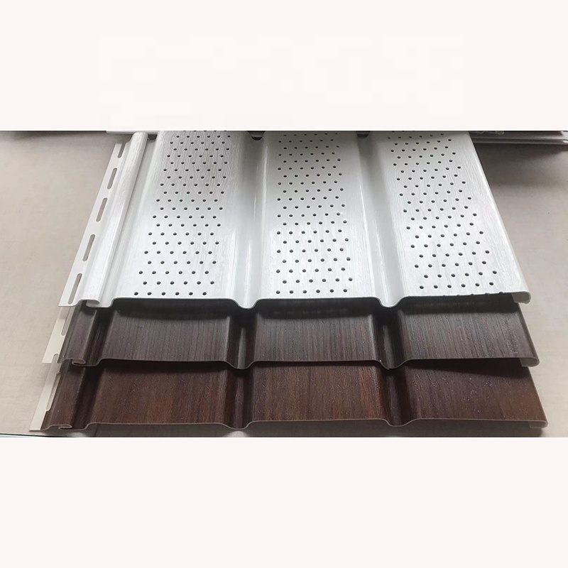 High Quality Exterior UV-resistant Soffit PVC Ceiling Panel Interior Roof Cladding Wood Color Vinyl Siding Soffit Panel