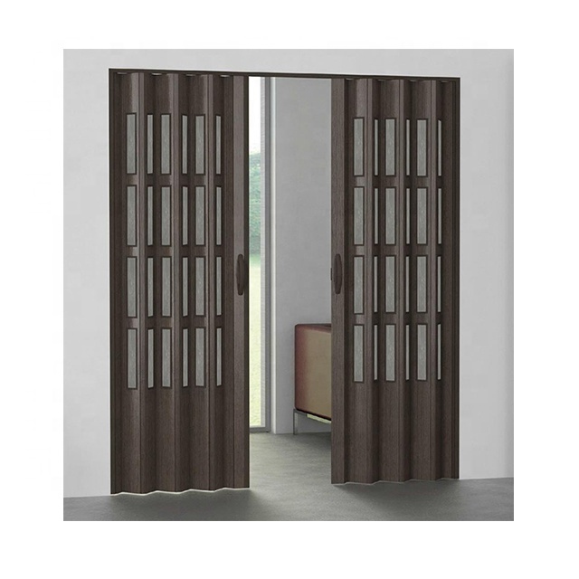 Low Price Professional Manufacturer Sliding Glass Doors PVC Interior Door With Flower Design Glass Plastic Folding Door