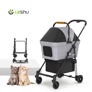 Factory Wholesale Dog Strollers Large Carrier Travel Best Trolley Small Luxury Cat Bike Design Folding Light Pram Pet Stroller